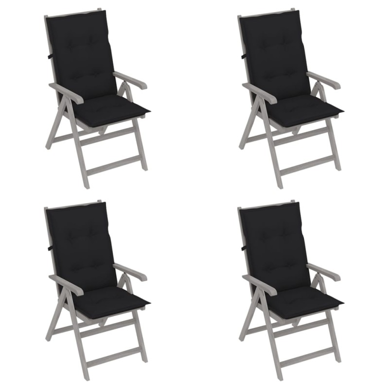 Sedie da Giardino Reclinabili 4 pz con Cuscini Massello Acacia Sedie da Giardino Reclinabili 4 pz con Cuscini Massello Acacia