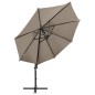 Ombrellone a Sbalzo con Palo e Luci a LED Tortora 300 cm Ombrellone a Sbalzo con Palo e Luci a LED Tortora 300 cm
