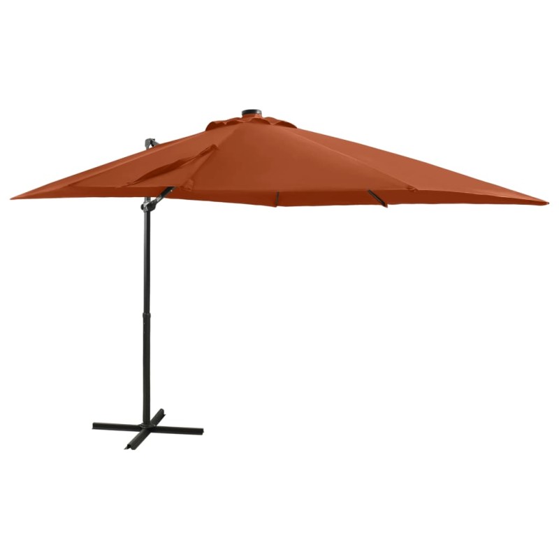 Ombrellone a Sbalzo con Palo e Luci a LED Terracotta 250 cm Ombrellone a Sbalzo con Palo e Luci a LED Terracotta 250 cm