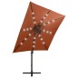 Ombrellone a Sbalzo con Palo e Luci a LED Terracotta 250 cm Ombrellone a Sbalzo con Palo e Luci a LED Terracotta 250 cm