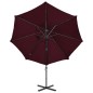 Ombrellone a Sbalzo con Palo e Luci a LED Rosso Bordò 300 cm Ombrellone a Sbalzo con Palo e Luci a LED Rosso Bordò 300 cm