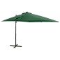 Ombrellone a Sbalzo con Palo e Luci a LED Verde 250 cm