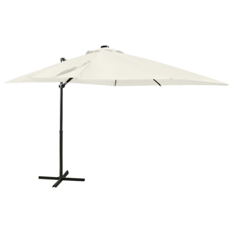 Ombrellone a Sbalzo con Palo e Luci a LED Sabbia 250 cm Ombrellone a Sbalzo con Palo e Luci a LED Sabbia 250 cm