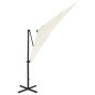 Ombrellone a Sbalzo con Palo e Luci a LED Sabbia 250 cm Ombrellone a Sbalzo con Palo e Luci a LED Sabbia 250 cm