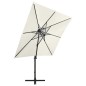 Ombrellone a Sbalzo con Palo e Luci a LED Sabbia 250 cm Ombrellone a Sbalzo con Palo e Luci a LED Sabbia 250 cm