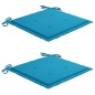Sedie da Giardino con Cuscini Blu 2 pz in Massello di Teak Sedie da Giardino con Cuscini Blu 2 pz in Massello di Teak