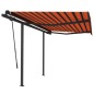Tenda da Sole Retrattile Manuale Pali 3x2,5 m Arancione Marrone Tenda da Sole Retrattile Manuale Pali 3x2,5 m Arancione Marrone