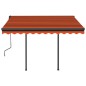 Tenda da Sole Retrattile Manuale Pali 3x2,5 m Arancione Marrone Tenda da Sole Retrattile Manuale Pali 3x2,5 m Arancione Marrone