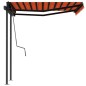 Tenda da Sole Retrattile Manuale Pali 3x2,5 m Arancione Marrone Tenda da Sole Retrattile Manuale Pali 3x2,5 m Arancione Marrone