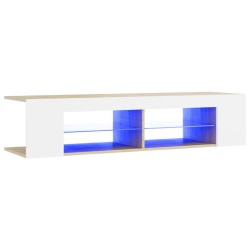 Mobile Porta TV con Luci LED Bianco e Sonoma 135x39x30 cm