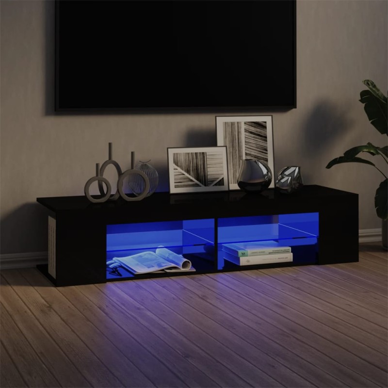 Mobile Porta TV con Luci LED Nero Lucido 135x39x30 cm Mobile Porta TV con Luci LED Nero Lucido 135x39x30 cm