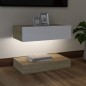 Mobile Porta TV con Luci LED Bianco e Sonoma 60x35 cm