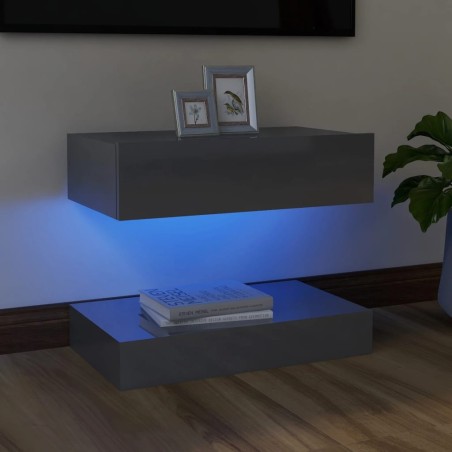 Mobile Porta TV con Luci LED Grigio Lucido 60x35 cm