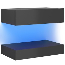 Mobile Porta TV con Luci LED Grigio Lucido 60x35 cm