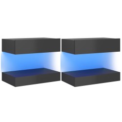 Mobili Porta TV con Luci LED 2 pz Grigio Lucido 60x35 cm