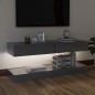 Mobili Porta TV con Luci LED 2 pz Grigio Lucido 60x35 cm Mobili Porta TV con Luci LED 2 pz Grigio Lucido 60x35 cm