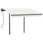 Tenda da Sole Retrattile Manuale con Pali 3x2,5 m Crema Tenda da Sole Retrattile Manuale con Pali 3x2,5 m Crema