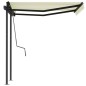 Tenda da Sole Retrattile Manuale con Pali 3x2,5 m Crema Tenda da Sole Retrattile Manuale con Pali 3x2,5 m Crema