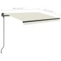 Tenda da Sole Retrattile Manuale con Pali 3x2,5 m Crema Tenda da Sole Retrattile Manuale con Pali 3x2,5 m Crema