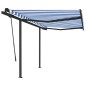 Tenda da Sole Retrattile Manuale con Pali 3x2,5 m Blu e Bianca Tenda da Sole Retrattile Manuale con Pali 3x2,5 m Blu e Bianca