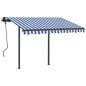 Tenda da Sole Retrattile Manuale con Pali 3x2,5 m Blu e Bianca Tenda da Sole Retrattile Manuale con Pali 3x2,5 m Blu e Bianca