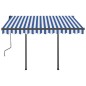 Tenda da Sole Retrattile Manuale con Pali 3x2,5 m Blu e Bianca Tenda da Sole Retrattile Manuale con Pali 3x2,5 m Blu e Bianca