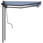 Tenda da Sole Retrattile Manuale con Pali 3x2,5 m Blu e Bianca Tenda da Sole Retrattile Manuale con Pali 3x2,5 m Blu e Bianca