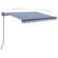 Tenda da Sole Retrattile Manuale con Pali 3x2,5 m Blu e Bianca Tenda da Sole Retrattile Manuale con Pali 3x2,5 m Blu e Bianca