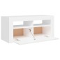 Mobile Porta TV con Luci LED Bianco 90x35x40 cm Mobile Porta TV con Luci LED Bianco 90x35x40 cm