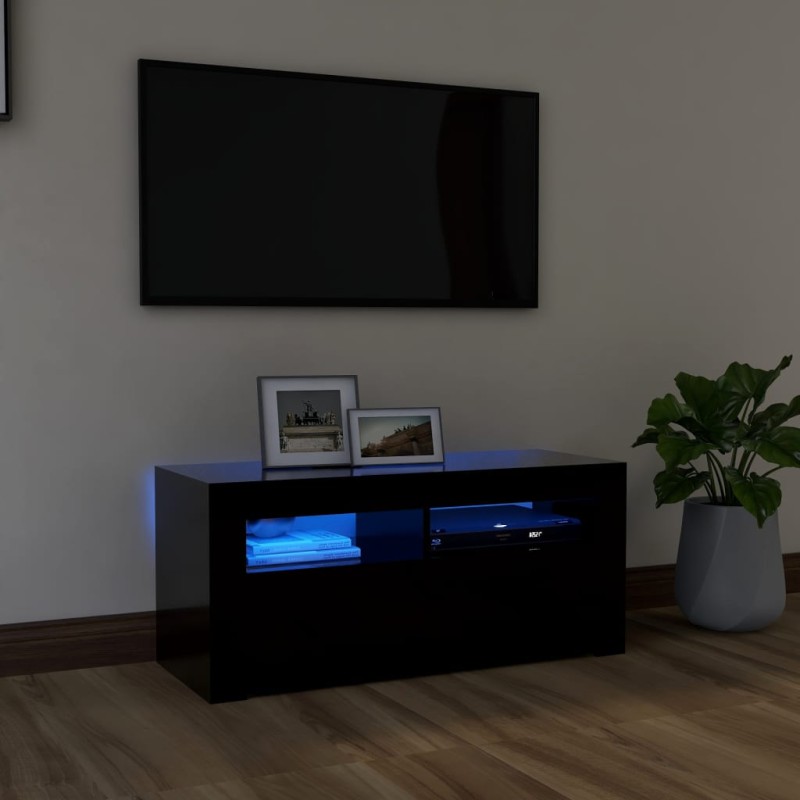 Mobile Porta TV con Luci LED Nero 90x35x40 cm Mobile Porta TV con Luci LED Nero 90x35x40 cm
