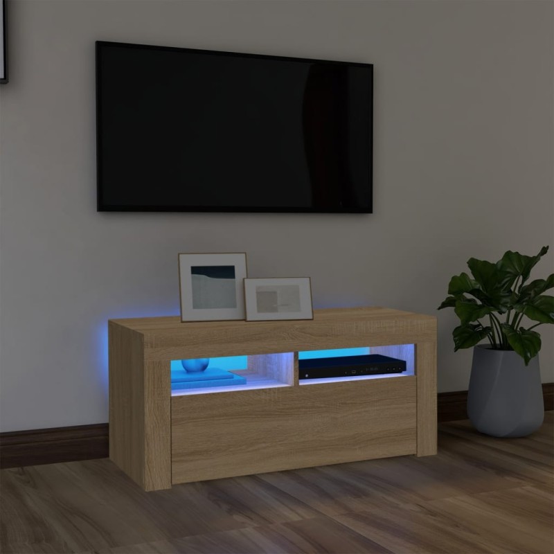 Mobile Porta TV con Luci LED Rovere Sonoma 90x35x40 cm Mobile Porta TV con Luci LED Rovere Sonoma 90x35x40 cm