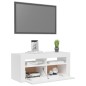 Mobile Porta TV con Luci LED Bianco Lucido 90x35x40 cm Mobile Porta TV con Luci LED Bianco Lucido 90x35x40 cm