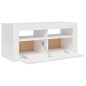 Mobile Porta TV con Luci LED Bianco Lucido 90x35x40 cm Mobile Porta TV con Luci LED Bianco Lucido 90x35x40 cm
