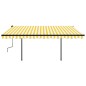 vidaXL Tenda da Sole Retrattile Manuale con Pali 4x3,5 m Gialla Bianca vidaXL Tenda da Sole Retrattile Manuale con Pali 4x3,5 m Gialla Bianca