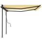 vidaXL Tenda da Sole Retrattile Manuale con Pali 4x3,5 m Gialla Bianca vidaXL Tenda da Sole Retrattile Manuale con Pali 4x3,5 m Gialla Bianca