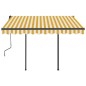 Tenda da Sole Retrattile Manuale e Pali 3x2,5 m Gialla e Bianca Tenda da Sole Retrattile Manuale e Pali 3x2,5 m Gialla e Bianca