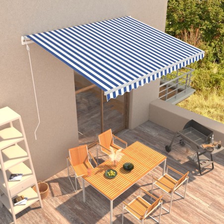 Tenda da Sole Retrattile Automatica 400x300 cm Blu e Bianca