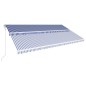 Tenda da Sole Retrattile Automatica 600x300 cm Blu e Bianca Tenda da Sole Retrattile Automatica 600x300 cm Blu e Bianca
