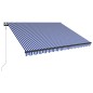 Tenda con Sensore Vento e LED 450x300 cm Blu e Bianca Tenda con Sensore Vento e LED 450x300 cm Blu e Bianca