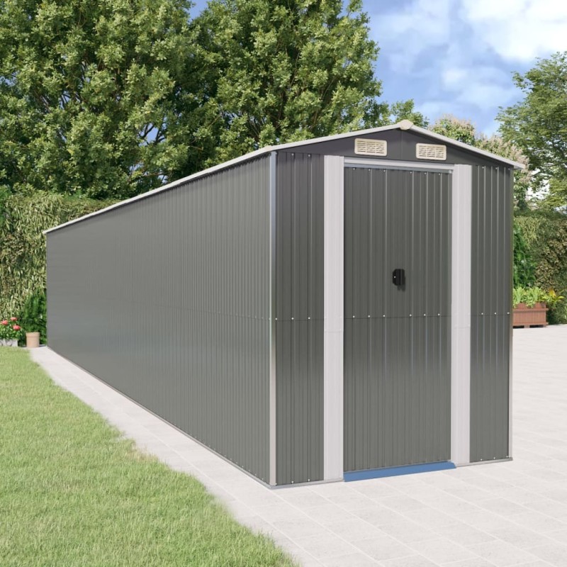 vidaXL Capanno Giardino Grigio Chiaro 192x1021x223 cm Acciaio Zincato vidaXL Capanno Giardino Grigio Chiaro 192x1021x223 cm Acciaio Zincato