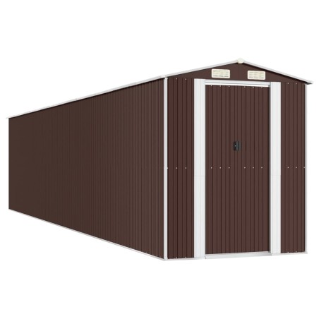 vidaXL Capanno da Giardino Marrone Scuro 192x938x223cm Acciaio Zincato