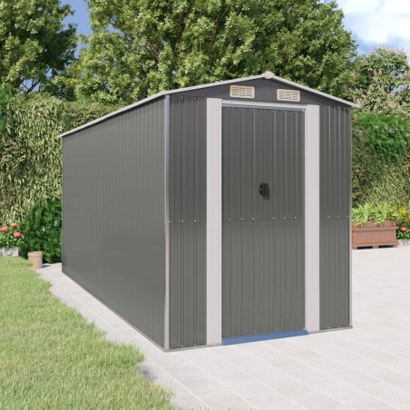 Capanno da Giardino Grigio Chiaro 192x440x223cm Acciaio Zincato
