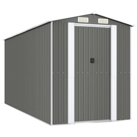 Capanno da Giardino Grigio Chiaro 192x440x223cm Acciaio Zincato