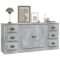 Credenze 3 pz Grigio Cemento in Legno Multistrato Credenze 3 pz Grigio Cemento in Legno Multistrato