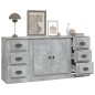 Credenze 3 pz Grigio Cemento in Legno Multistrato Credenze 3 pz Grigio Cemento in Legno Multistrato