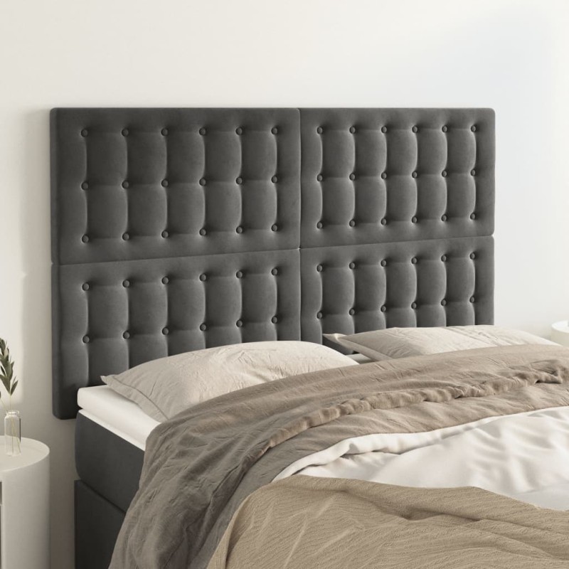 Testiere 4 pz Grigio Scuro 72x5x78/88 cm in Velluto