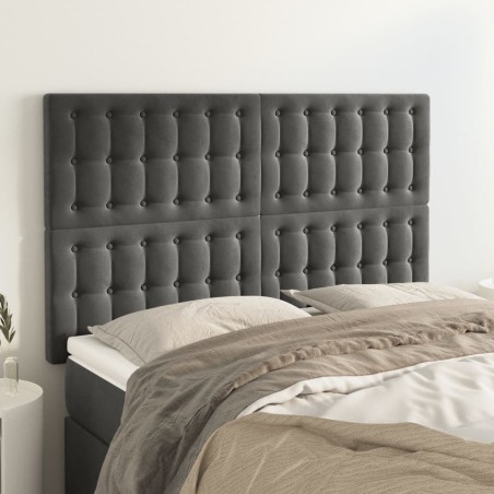 Testiere 4 pz Grigio Scuro 72x5x78/88 cm in Velluto