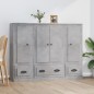 Credenze 3 pz Grigio Cemento in Legno Multistrato Credenze 3 pz Grigio Cemento in Legno Multistrato