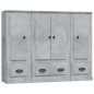 Credenze 3 pz Grigio Cemento in Legno Multistrato Credenze 3 pz Grigio Cemento in Legno Multistrato