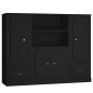 Credenze 3 pz Nere in Legno Multistrato Credenze 3 pz Nere in Legno Multistrato